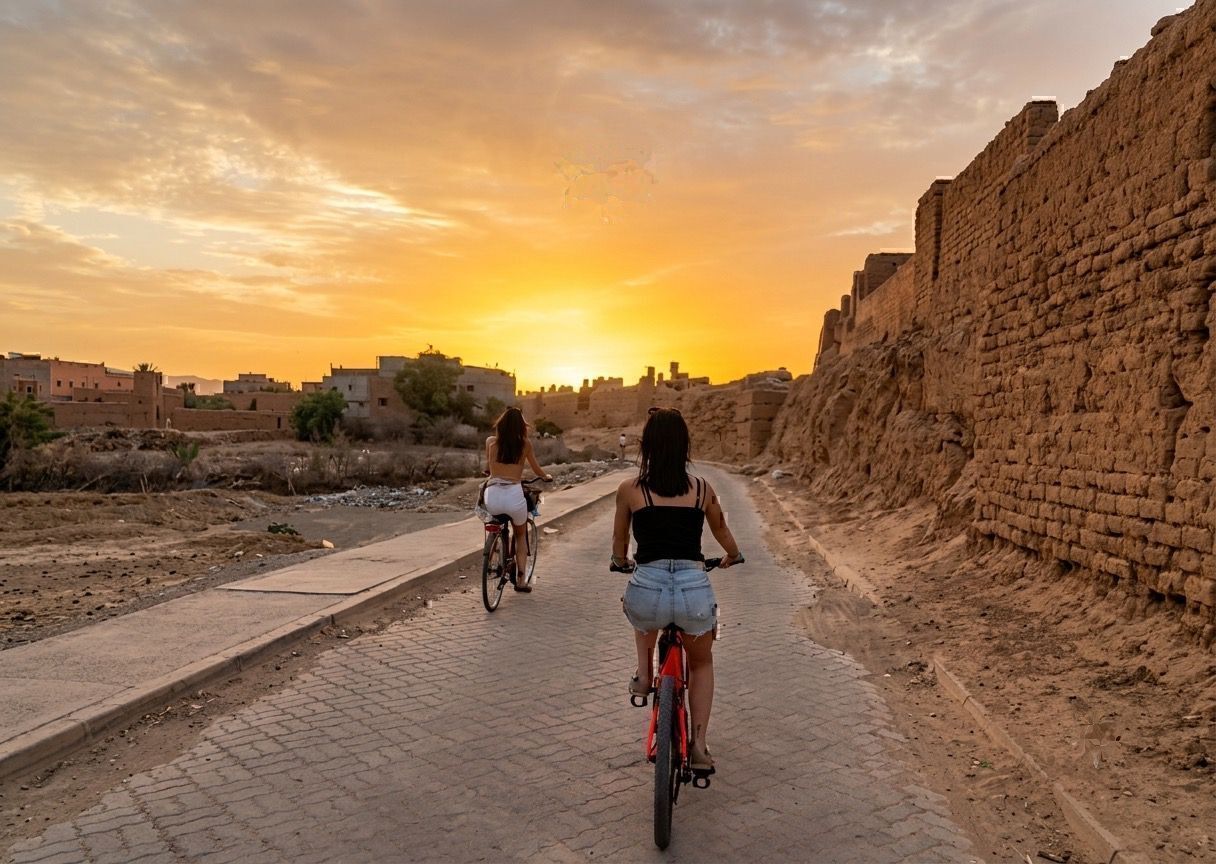 Cycling the ramparts of Taroudannt at sunset